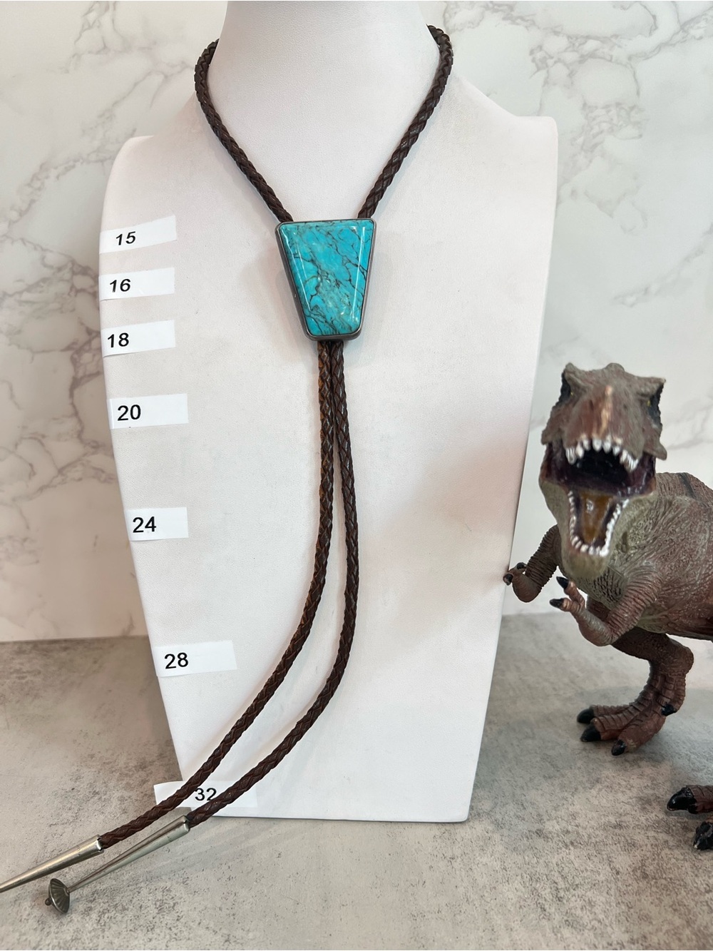 Vintage 1940s Genuine Turquoise Bolo Tie